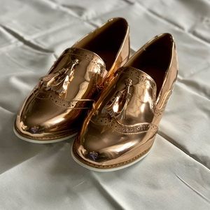 Rose Gold Metallic Oxford style Loafers